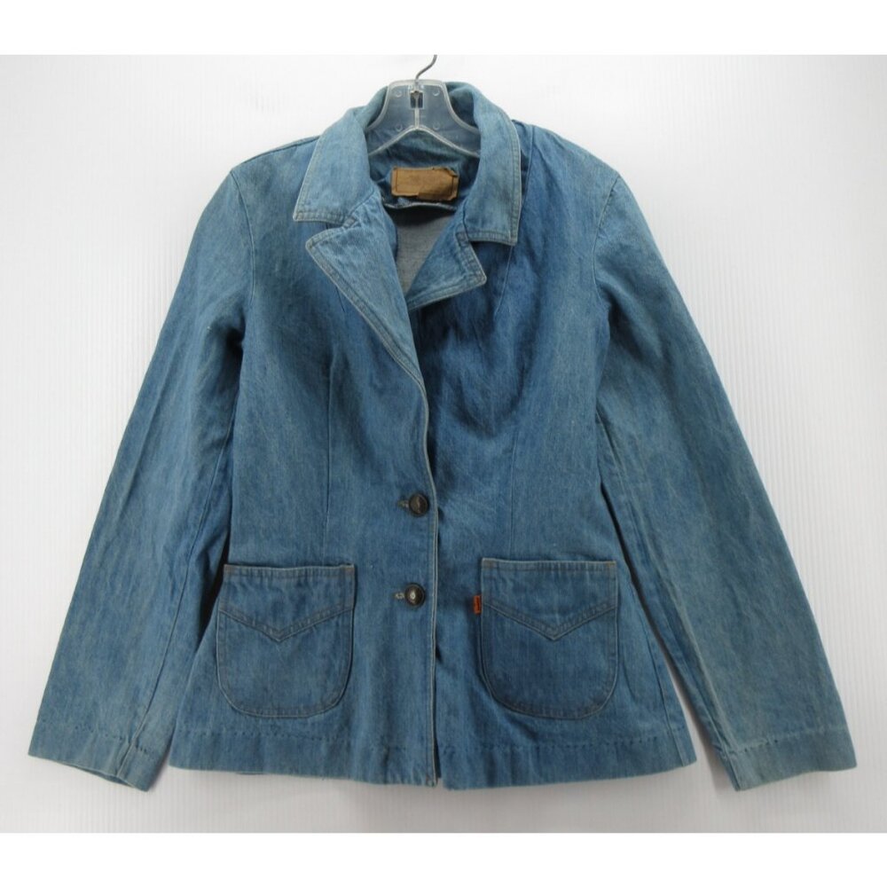 VINTAGE Levis Jacket 11 / 12 Big E Orange Tab 60s Denim Chore Blazer*